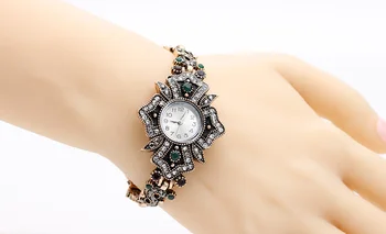 Marka Turecki Bransoletka Zegarek Antyczny Biżuteria Złoty Kolor Vintage Kobiet Bransoletki Zegarek Relojes Mujer Puste Nadgarstka Joias
