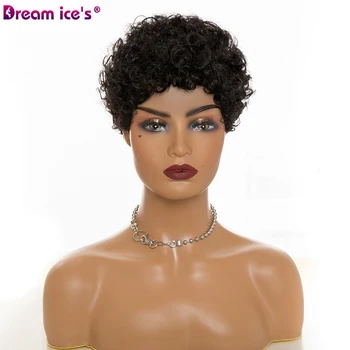Marzenie.Ice ' s Hair Short 90%Human Hair peruki damskie czarne Afro Curl mieszane peruk naturalnych kolorów brazylijski włosy Jerry peruki