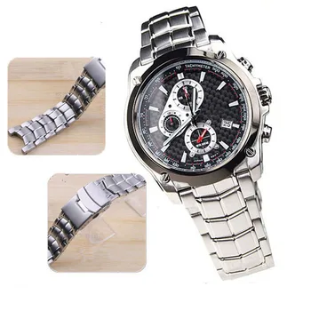 Matowa stal nierdzewna oryginalny pasek do zegarka CASIO Edifice EF-524 pasek do zegarków bransoletka mężczyzna watchband srebrne zapięcie bezpieczeństwa EF524