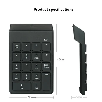 Mały rozmiar 2,4 Ghz bezprzewodowa klawiatura numeryczna Numpad 18 klawiszy klawiatura numeryczna dla księgowych, kasjerów laptopów notebooków i tabletów