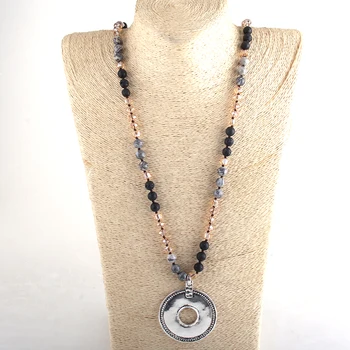 MD moda czeskie tribal biżuteria multi kamień beżowy szkło długi wiazane metalowe koło wisiorek naszyjniki