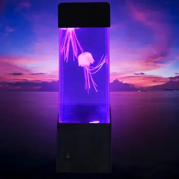 Meduza Akwarium nocne oświetlenie led mały stolik lampa Dekoracyjna stolik dla dzieci akwarium prezent dla dziecka zasilanie USB