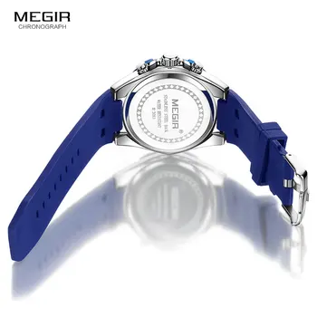 MEGIR Army Sports wodoodporny zegarek Kwarcowy zegarek dla mężczyzn niebieski Silikonowy stoper Relojios Masculinos Clock Luminous 2083GBE-2
