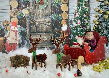 Mehofond Wesołych Świąt Bożego Narodzenia Tło Zdjęcia Zima Śnieg Zabytkowe Drewniane Drzwi Choinka Tło Фотофон Studio Fotograficzne