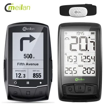 Meilan Wireless GPS Navigation Bike Computer With Chest Heart Rate Monitor Speed /Cadence Sensor, Bluetooth 4.0 rowerowy licznik kilometrów