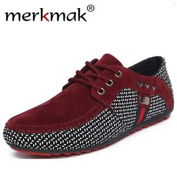 Merkmak New Fashion Men Flats Light Oddychającym Shoes Shallow Casual Shoes Men Loafers Mocasins Man Sneakers Big Size Boat Shoes