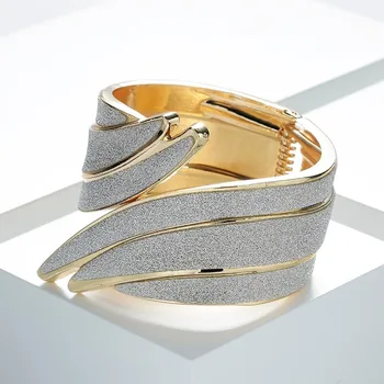 Meyfflin niepowtarzalny design, metalowe mankietów bransoletki i bransoletki dla kobiet biżuteria moda Złoty kolor pióra szerokość Urok bransoleta Bijoux