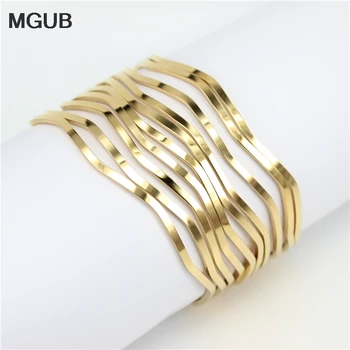 MGUB 10 szt./kpl. biżuteria ze stali nierdzewnej bransoletka złoty kolor męski i żeński minimalistyczny biżuteria świetnie 3 mm
