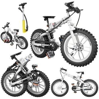 Miasto Techni Górski rower składany z Инфлятором model bloki rower twórca cegły zabawki edukacyjne dla dziecka