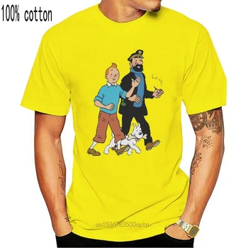 Midnite Star Tintin I Kapitan Haddock t-shirt dla mężczyzn bawełniane codzienne t-shirty okrągły dekolt The Adventures of Tintin Tee Clothing
