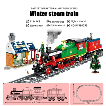 Miejski pociąg elektryczny z serii bloki budowlane bateria kolejowa i droga układanie maszyny cegły zabawki dla dzieci prezent na boże Narodzenie