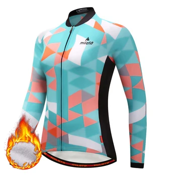 MILOTO Women Winter Warm Thermal Fleece Cycling Jerseys Top quality fabric Mtb Long Sleeve Bike Wear Cycling Clothing