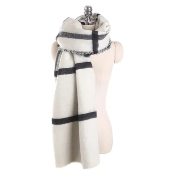 Mingjiebihuo jesień i zima nowy czarno-biały dwustronny szalik beżowy w kratkę szalik ciepły szal moda kobiety dziewczyny