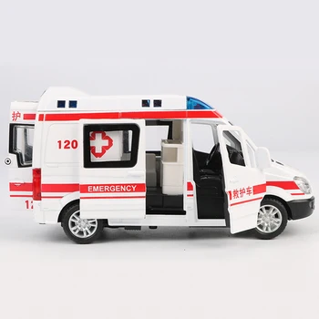 Mini Imitacja Ciągnąć Do Tyłu Metalowy Światło Dźwięk Światło Ambulans, Radiowóz Model Dziecięca Zabawka Chłopcy Prezent