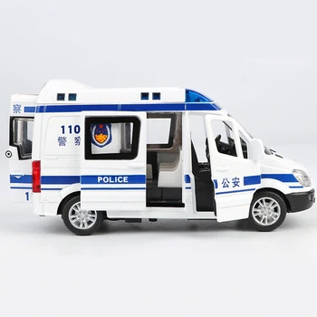 Mini Imitacja Ciągnąć Do Tyłu Metalowy Światło Dźwięk Światło Ambulans, Radiowóz Model Dziecięca Zabawka Chłopcy Prezent