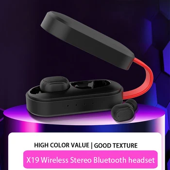 Mini X19 TWS Bezprzewodowy Bluetooth-słuchawka z ładowarką pudełkiem słuchawki stereo sportowe słuchawki do smartfona zestaw samochodowy Bluetooth