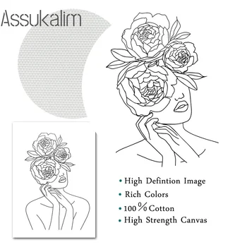 Minimalistyczny Plakat Liniowy Rysunek Na Płótnie Wydruki Kobiecego Ciała Malowanie Ścian Liście Kwiaty Art Druk Ścienne Obrazy Wystrój Salonu