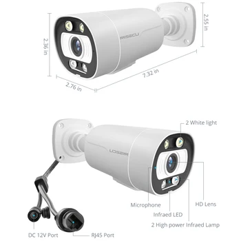 MISECU 5MP POE Camera dwukierunkowe audio Smart Ai Human Detection kolorowy widzenie w nocy, CCTV Video Security Camera for POE Kit P2P