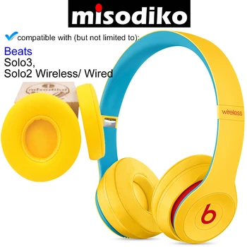Misodiko słuchawki nauszniki poduszki zestaw do Beats by Dre Solo3, Solo2 przewodowe / bezprzewodowe słuchawki douszne, wymienne nauszniki