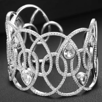Missvikki Luxury Original design Crown Wide Bangle Ring For Women The Wedding Cubic Zircon Luxury Bracelet Party Jewelry 2020