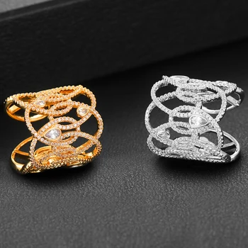 Missvikki Luxury Original design Crown Wide Bangle Ring For Women The Wedding Cubic Zircon Luxury Bracelet Party Jewelry 2020