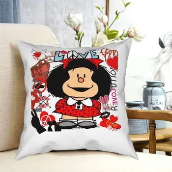 Miłość i Mafalda kwadratowa poszewka poduszki na kanapie Kawaii kreskówka moda poszewka