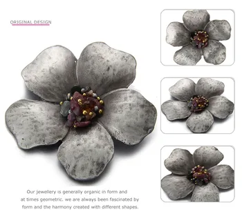 MloveAcc antyczny wzór broszka sprzedaż Hurtowa wielokolorowy Kamienny kwiat broszki szpilki szalik klip moda sweter akcesoria dla kobiet