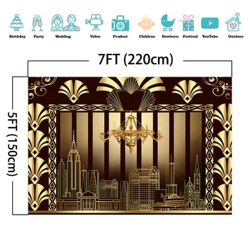 MOCSICKA The Great Gatsby Photography Tła Golden Building Gatsby Banner Birthday Party Decoration Photography Background
