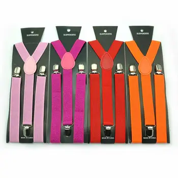 Moda 1 cal kobiety mężczyźni unisex klip na szelki elastyczne cienkie szelki 17 kolorów połysk klasyczny Y-z powrotem szelki pasek klamra