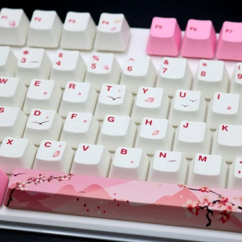 Moda 104 klawisze PBT różowy Sakura Wzór Klawiszy damska dziewczyna klawiatura pokrywy wymiana klawiatury zestaw PC komputer przenośny