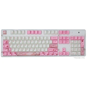 Moda 104 klawisze PBT różowy Sakura Wzór Klawiszy damska dziewczyna klawiatura pokrywy wymiana klawiatury zestaw PC komputer przenośny