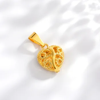 Moda 14 K złota zawieszka w kształcie serca z żółtego złota naszyjnik wisiorek dla kobiet obrączki ślubne biżuteria partii prezenty na urodziny