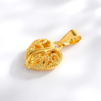 Moda 14 K złota zawieszka w kształcie serca z żółtego złota naszyjnik wisiorek dla kobiet obrączki ślubne biżuteria partii prezenty na urodziny