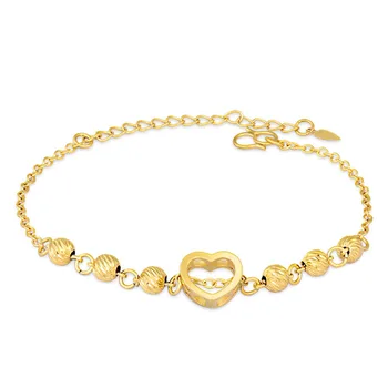 Moda 18k żółte złoto koraliki bransoletka dla kobiet miłość, Serce kształt bransoletki ręcznie łańcuch ślub Ślub wykwintne biżuteria prezenty
