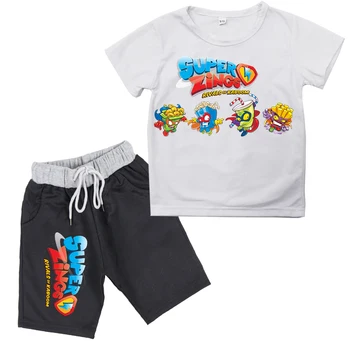 Moda 2020 nowy Baby Boys Super Zings Series 4 t-shirt+szorty z nadrukiem Superzings dla dzieci dziewczyny garnitur codzienne zestawy dziecięce odzież