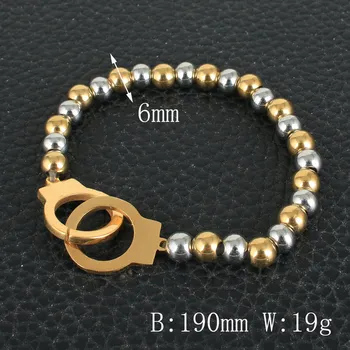 Moda biżuteria ze stali nierdzewnej dla kobiet okrągły bransoletka 6 mm koralik złoty kolor BRYZ066