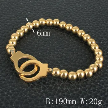 Moda biżuteria ze stali nierdzewnej dla kobiet okrągły bransoletka 6 mm koralik złoty kolor BRYZ066