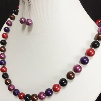 Moda czerwony niebieski obudowa 8 mm wielokolorowy imitacja perły hodowane perły okrągłe koraliki moda naszyjnik biżuteria robi 15 cali BV48