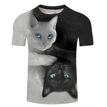 Moda damska 3D Cat Print t-shirt koszulka casual lato z krótkim rękawem O-neck Harajuku Vintage T Shirt Women FashionT Shirts