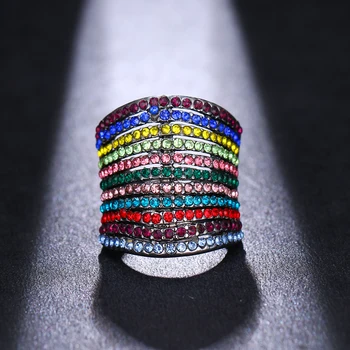 Moda damska biżuteria kolory tęczy cyrkonia stopniowe zmiany posrebrzane nowy fajny pierścień dla kobiet moda sobie