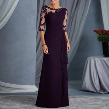 Moda damska sukienka koronkowe rękawy okrągły dekolt Slim Fit kobieca sukienka H9