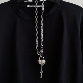 Moda hip-hop długi klucz w kształcie serca naszyjnik mężczyźni i kobiety łańcuch sweter akcesoria hip-hop wisiorek sprzedaż