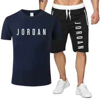 Moda JORDAN Letter Print Set mężczyźni 2020 lato nowy dres bluza + spodenki plażowe zestawy męskie casual t-shirt odzież sportowa