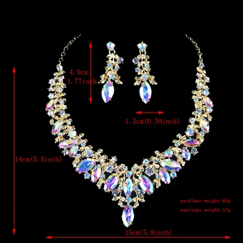Moda Kryształ indyjskie naszyjnik kolczyki zestawy biżuterii dla kobiet narzeczonych poprawiny biżuteria akcesoria