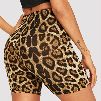 Moda leopard print damskie szorty codzienne fitness krótkie dla Pani kobiety wysokiej talii przypadkowy rowerzysta krótkie femme