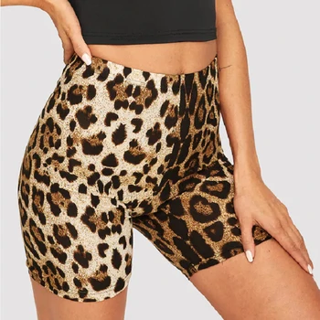 Moda leopard print damskie szorty codzienne fitness krótkie dla Pani kobiety wysokiej talii przypadkowy rowerzysta krótkie femme