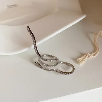 Moda nisza design biżuteria dla kobiet genialny regulowany wąż forma 14k złoto srebro pierścionki z kamieniem 2020 trend pierścienie dla dziewczyn