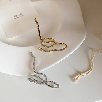 Moda nisza design biżuteria dla kobiet genialny regulowany wąż forma 14k złoto srebro pierścionki z kamieniem 2020 trend pierścienie dla dziewczyn