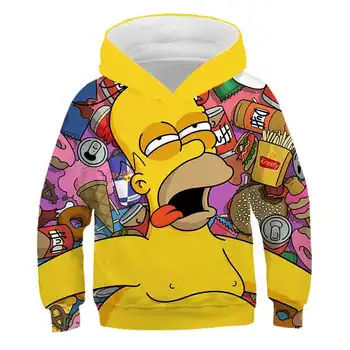Moda The Simpsons Druku Sweter Chłopcy Dziewczynki Bluza Casual Bluzy Dziecięce Ciepłe Zimowe Z Kapturem Z Długim Rękawem Odzież Dziecięca 2020