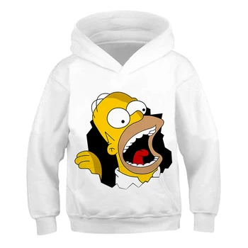 Moda The Simpsons Druku Sweter Chłopcy Dziewczynki Bluza Casual Bluzy Dziecięce Ciepłe Zimowe Z Kapturem Z Długim Rękawem Odzież Dziecięca 2020